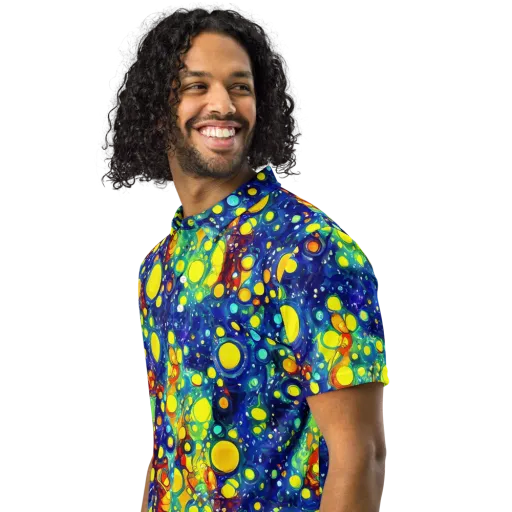 Midnight Bubbles on a Men's Slim Fit Polo Shirt