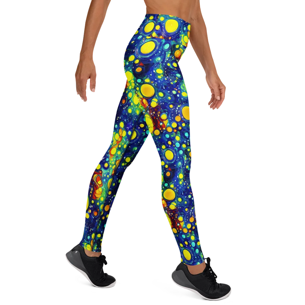 Midnight Bubbles on Yoga Leggings — Right