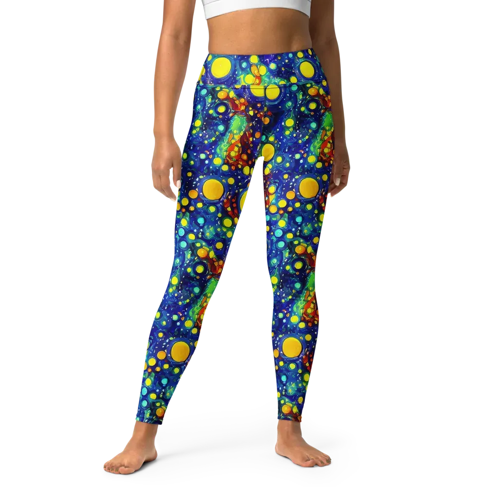 Midnight Bubbles on Yoga Leggings — Front