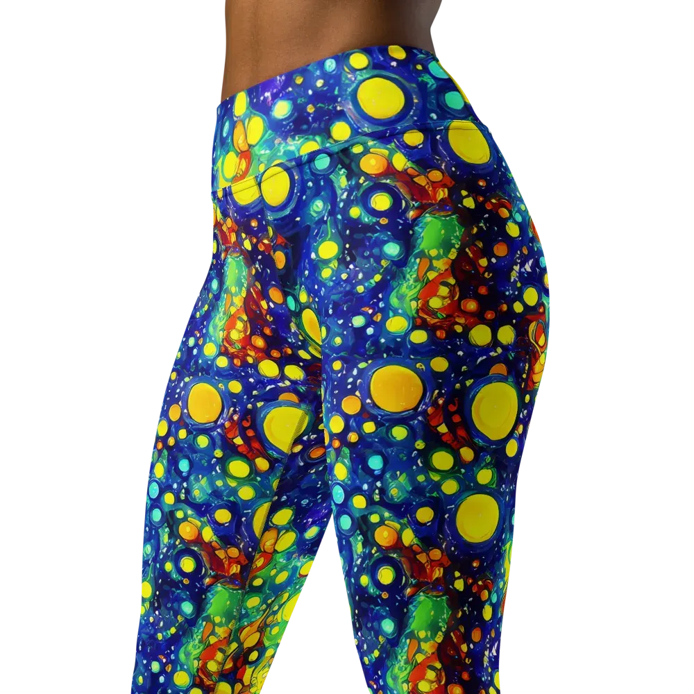 Midnight Bubbles on Yoga Leggings — Left Front