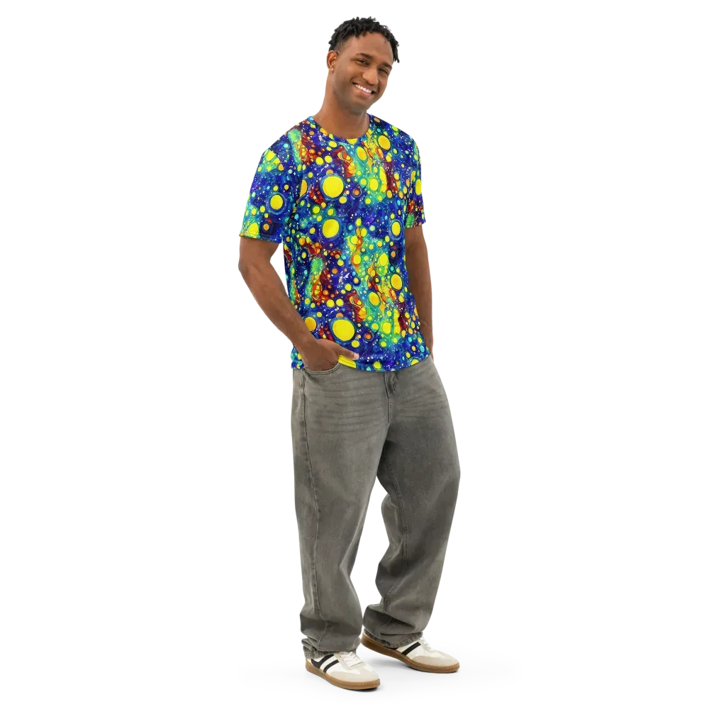 Midnight Bubbles on Men's Cotton Crew Neck T-Shirt — Right Front