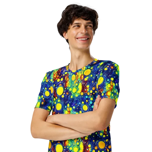 Midnight Bubbles on a Men's Crew Neck T-Shirt
