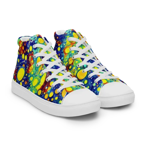 Midnight Bubbles on a Men's High Top Canvas Shoes
