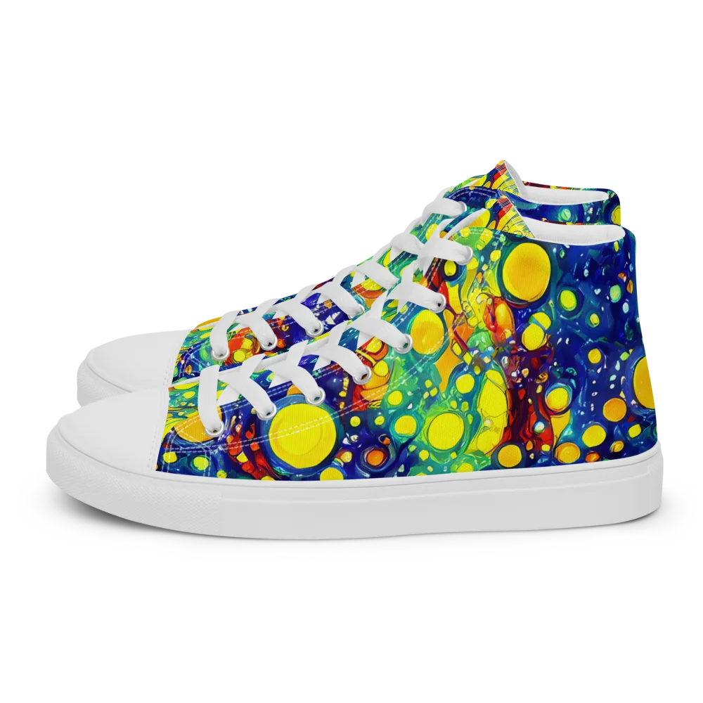 Midnight Bubbles on Men's High Top Canvas Shoes — Left