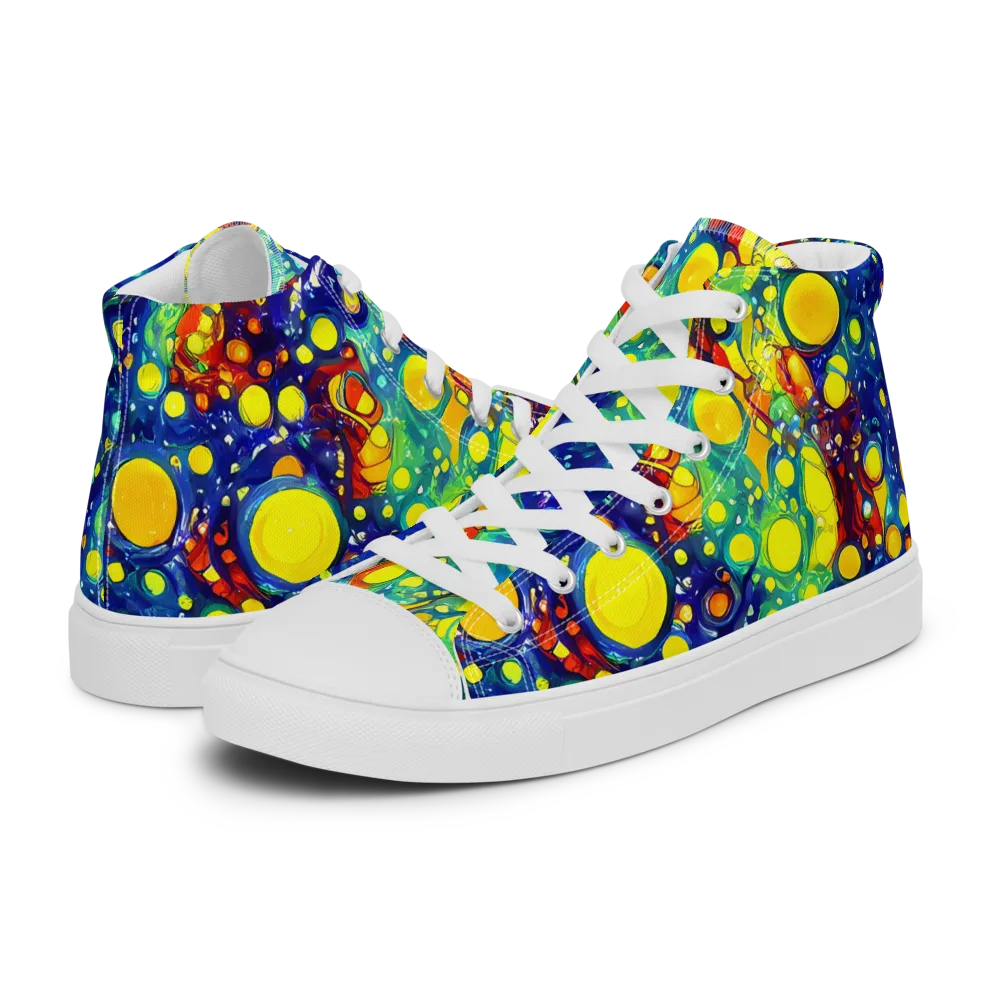 Midnight Bubbles on Men's High Top Canvas Shoes — Left
