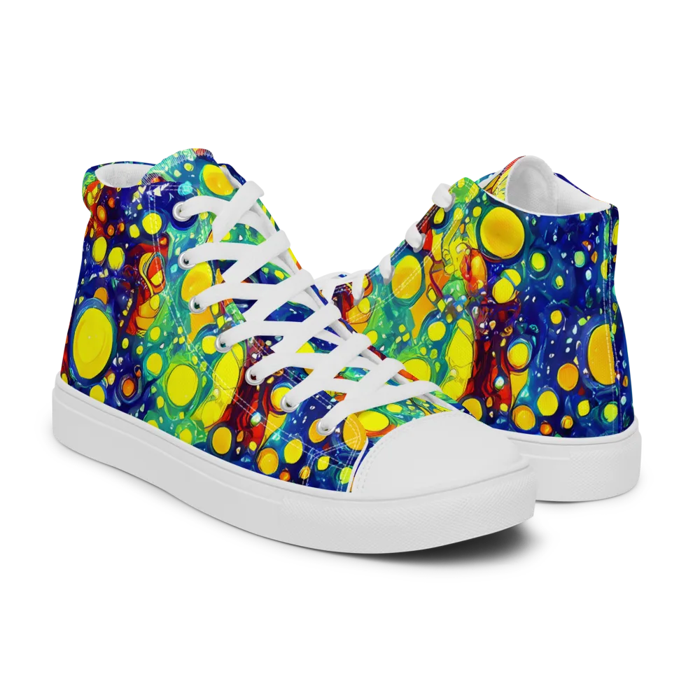 Midnight Bubbles on Men's High Top Canvas Shoes — Right