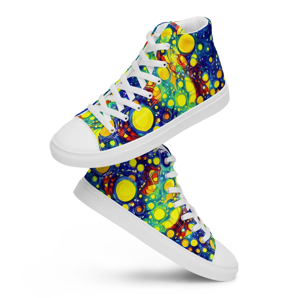 Midnight Bubbles on Men's High Top Canvas Shoes — Front