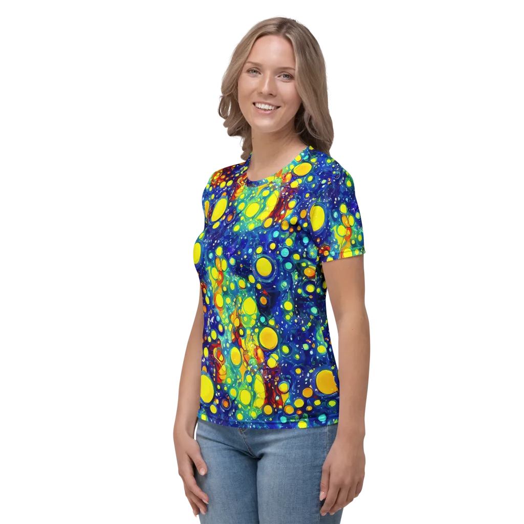 Midnight Bubbles on Women's Crew Neck T-Shirt — Left