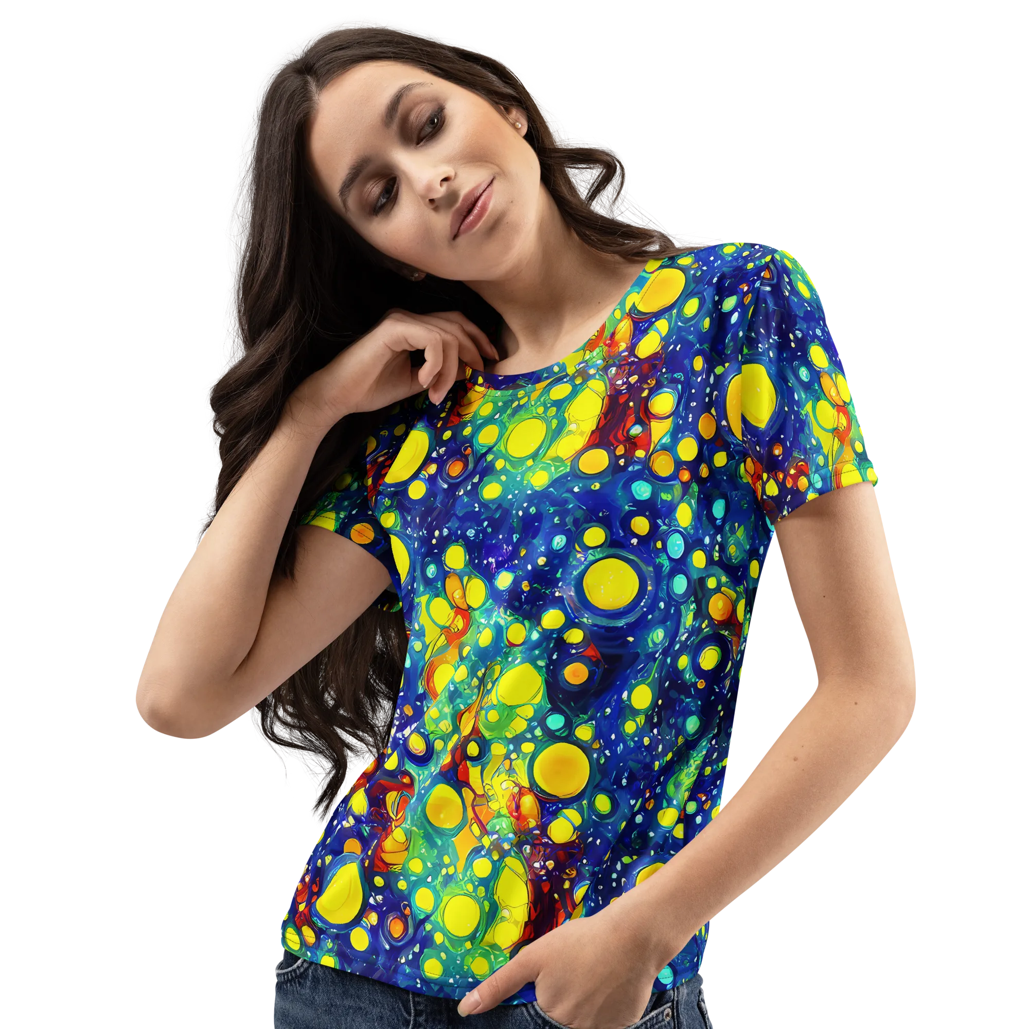 Midnight Bubbles on Women's Crew Neck T-Shirt — Left Front