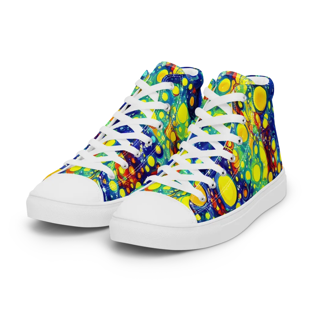 Midnight Bubbles on Women's High Top Canvas Shoes — Left Front