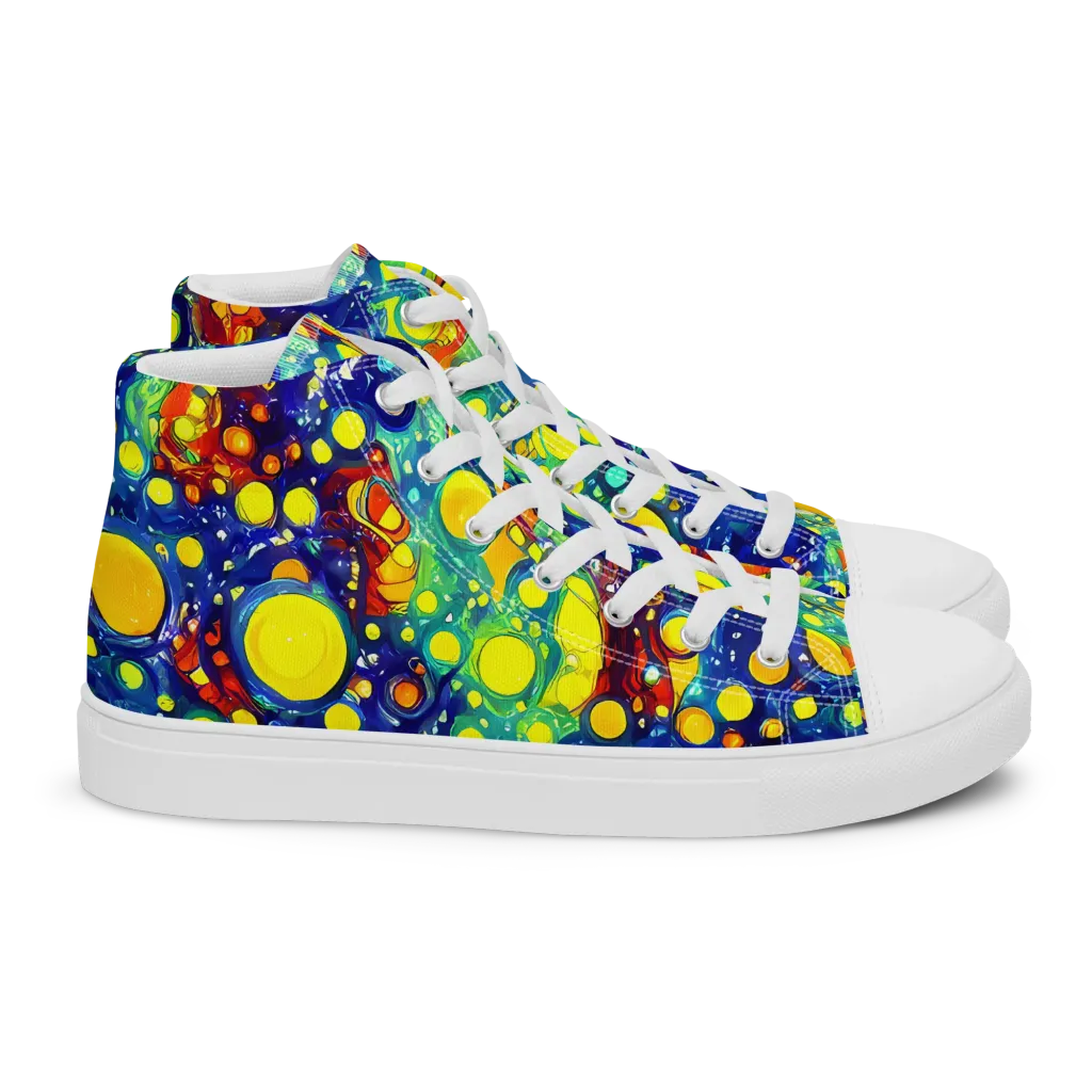 Midnight Bubbles on Women's High Top Canvas Shoes — Right