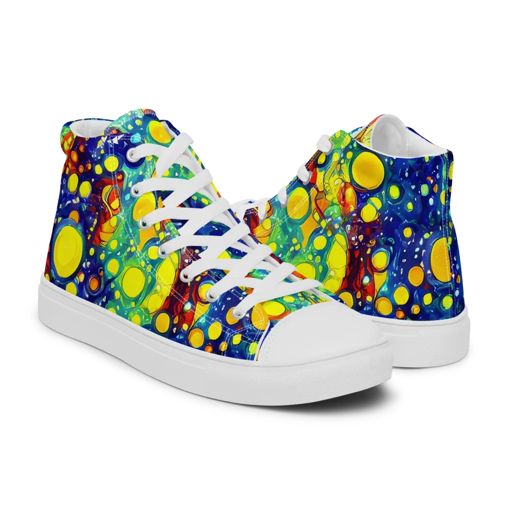 Midnight Bubbles on Women's High Top Canvas Shoes — Right