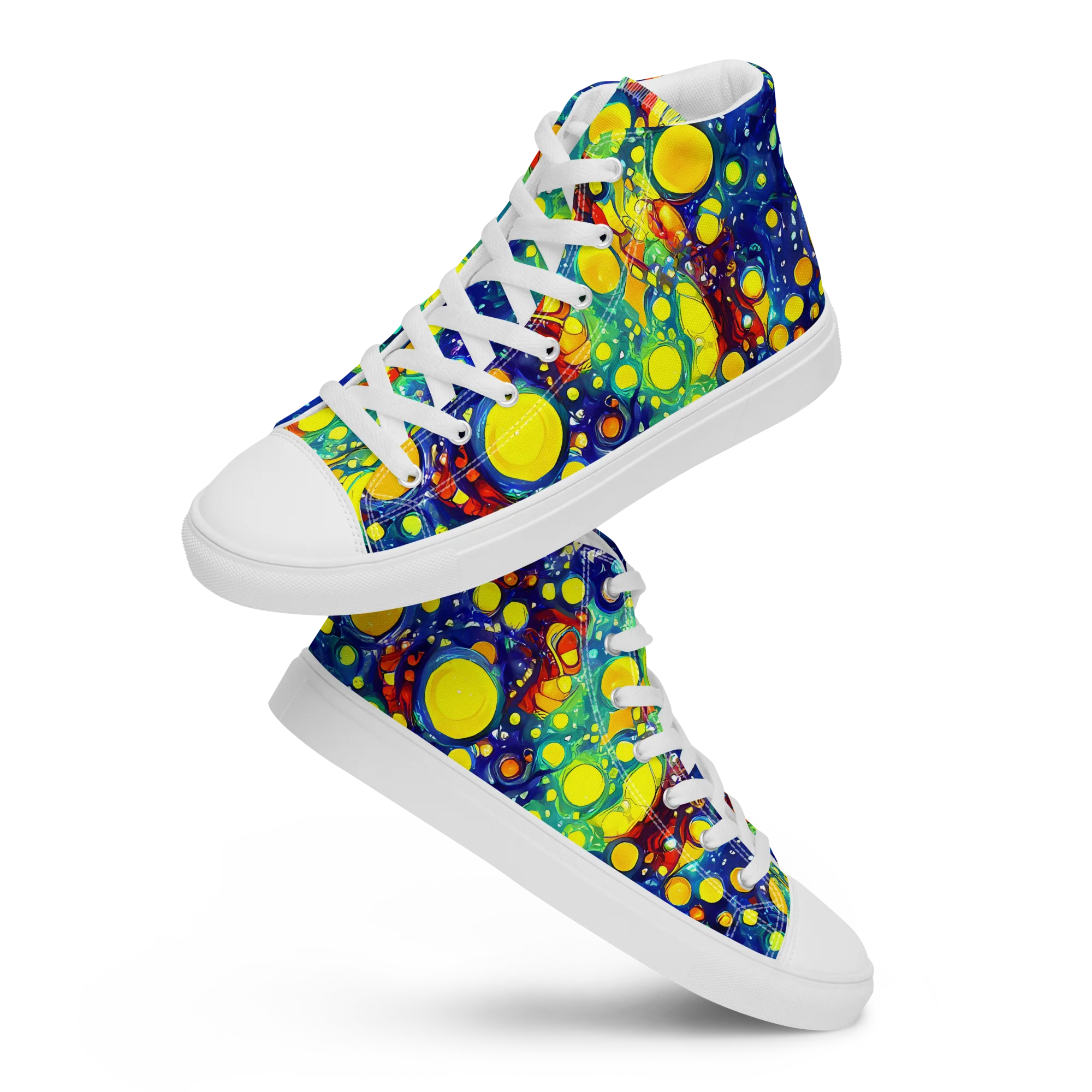 Midnight Bubbles on Women's High Top Canvas Shoes — Front