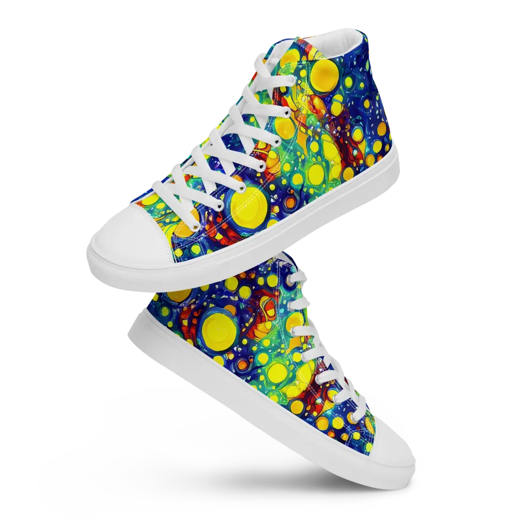 Midnight Bubbles on Women's High Top Canvas Shoes — Front