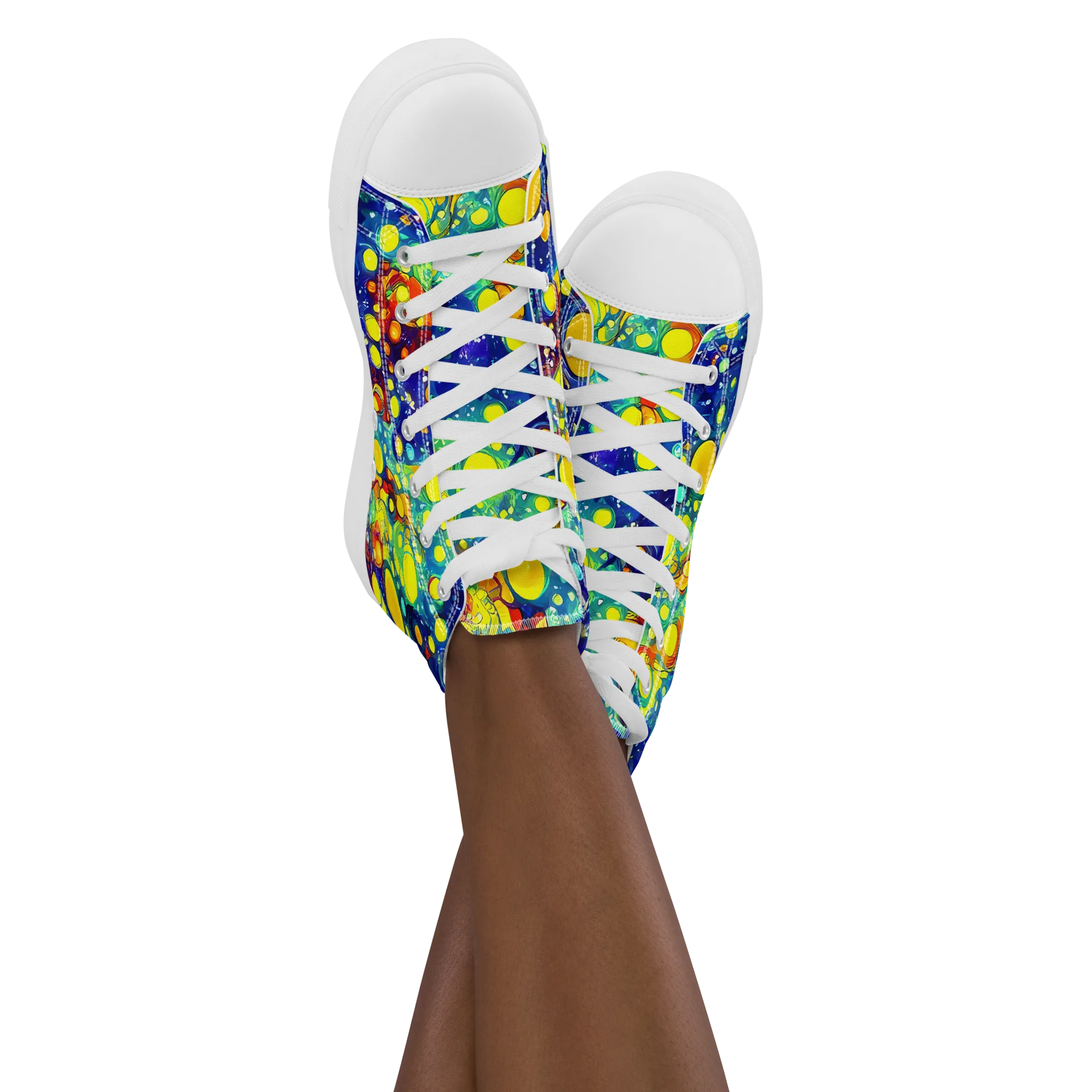 Midnight Bubbles on Women's High Top Canvas Shoes — Front