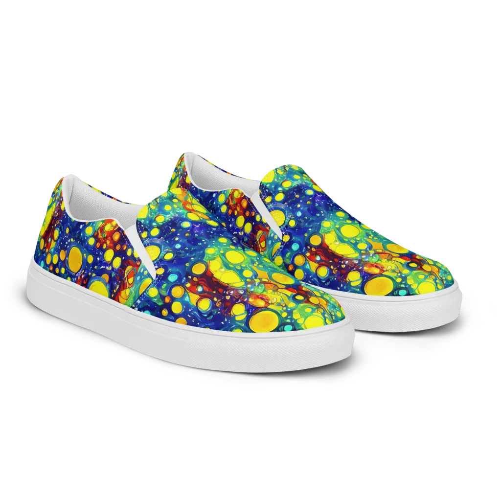 Midnight Bubbles on Men's Slip-On Canvas Shoes — Right Front