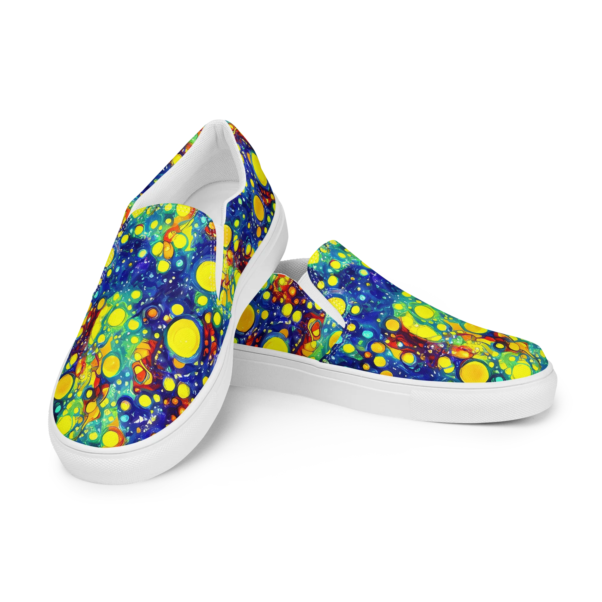 Midnight Bubbles on Men's Slip-On Canvas Shoes — Left Front