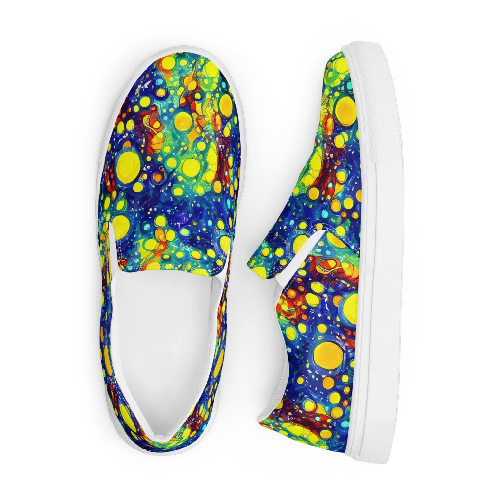 Midnight Bubbles on Men's Slip-On Canvas Shoes — Front