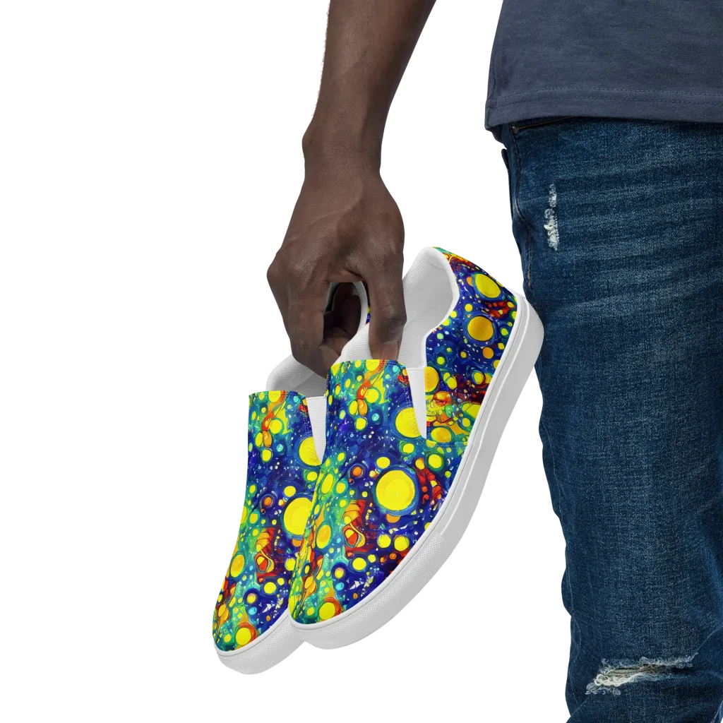 Midnight Bubbles on Men's Slip-On Canvas Shoes — Left Front