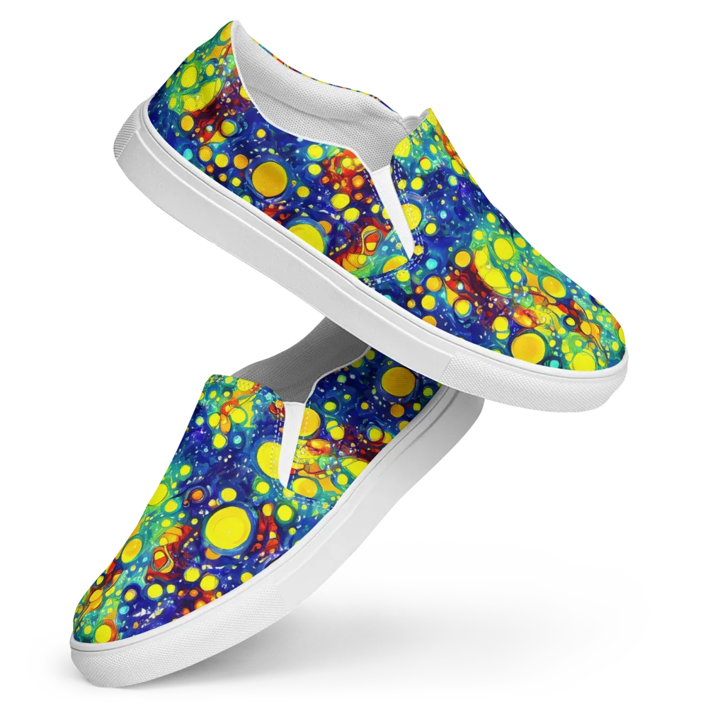 Midnight Bubbles on Women's Slip-On Canvas Shoes — Front