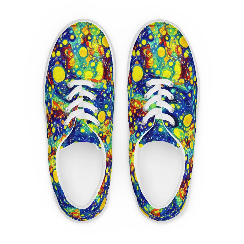 Midnight Bubbles on Men's Lace-Up Canvas Shoes — Front