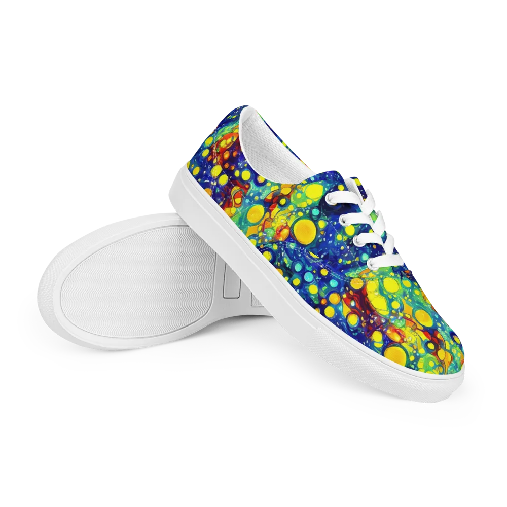 Midnight Bubbles on Men's Lace-Up Canvas Shoes — Right Front