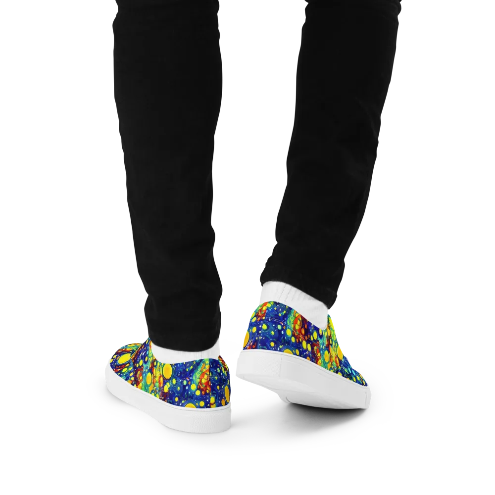 Midnight Bubbles on Men's Lace-Up Canvas Shoes — Back