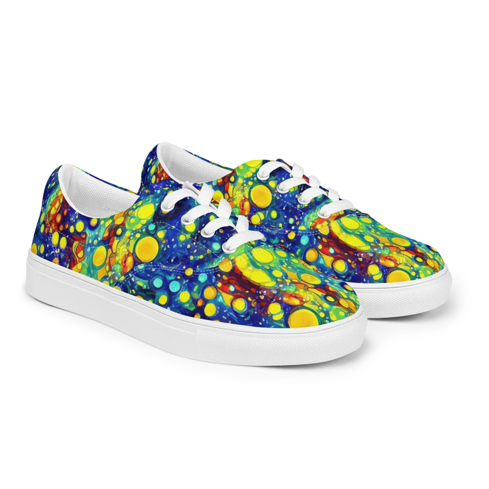 Midnight Bubbles on Men's Lace-Up Canvas Shoes — Right Front