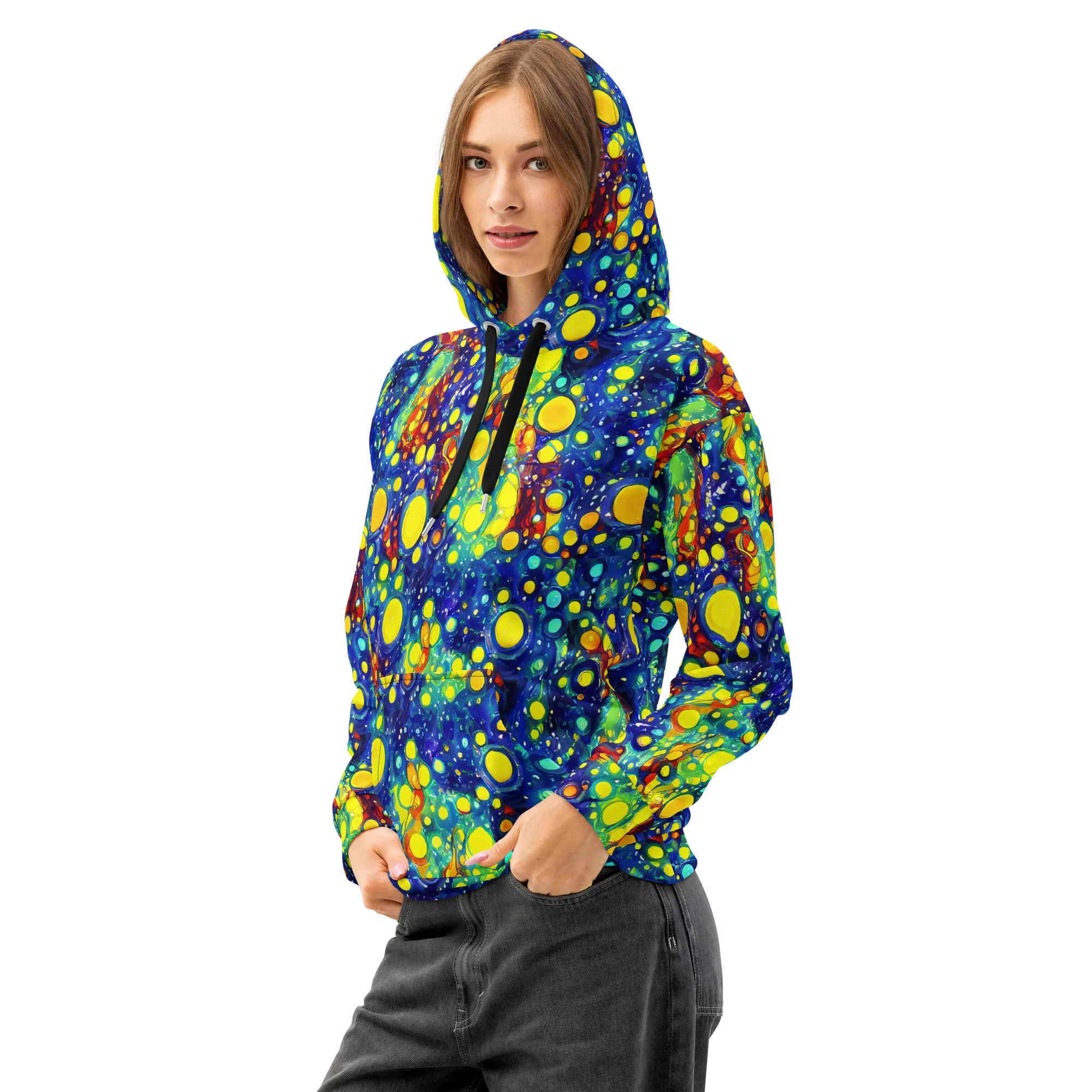 Midnight Bubbles on Cotton Hoodie — Left Front