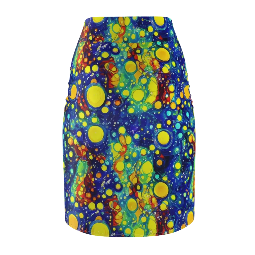 Midnight Bubbles on Pencil Skirt — Back