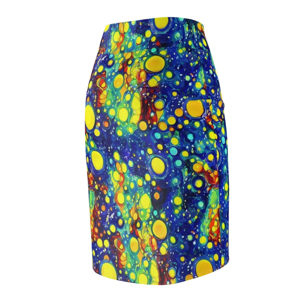 Midnight Bubbles on Pencil Skirt — Back Side
