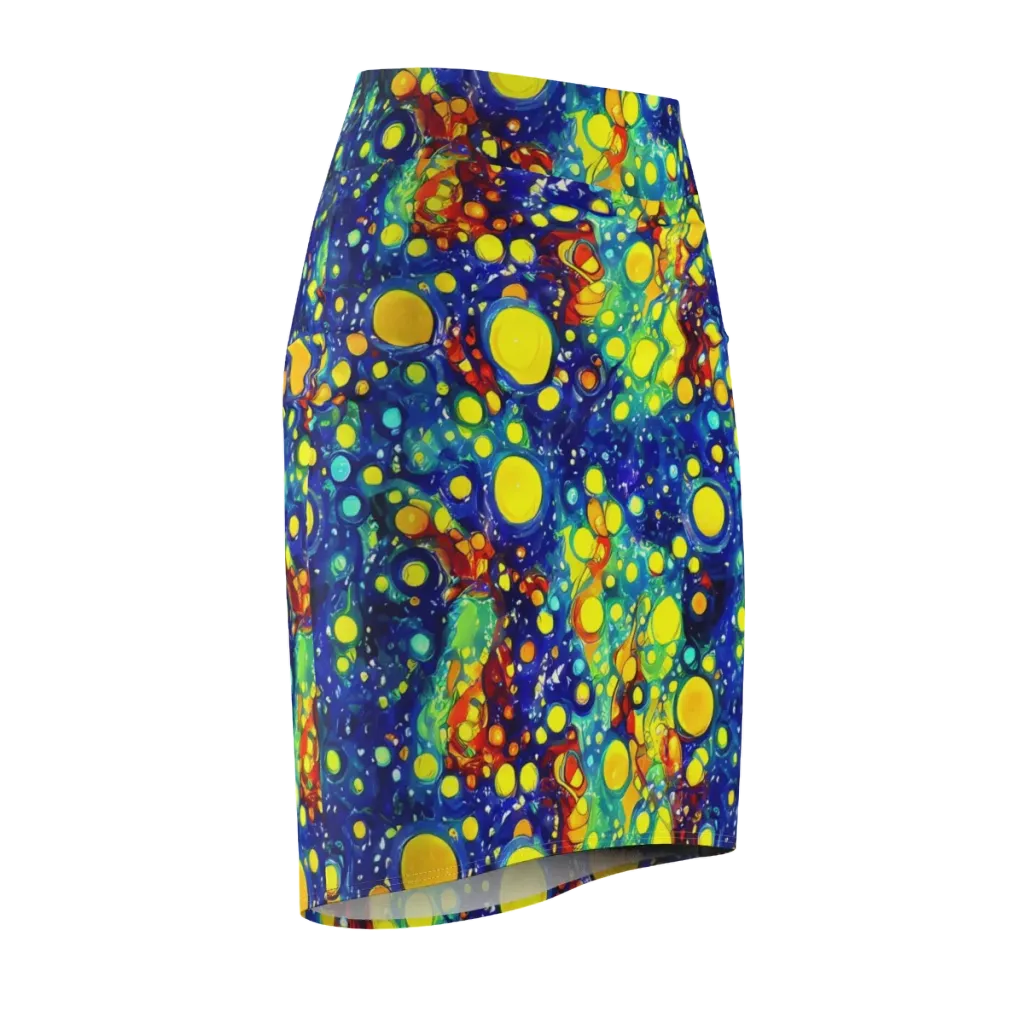 Midnight Bubbles on Pencil Skirt — Front Side