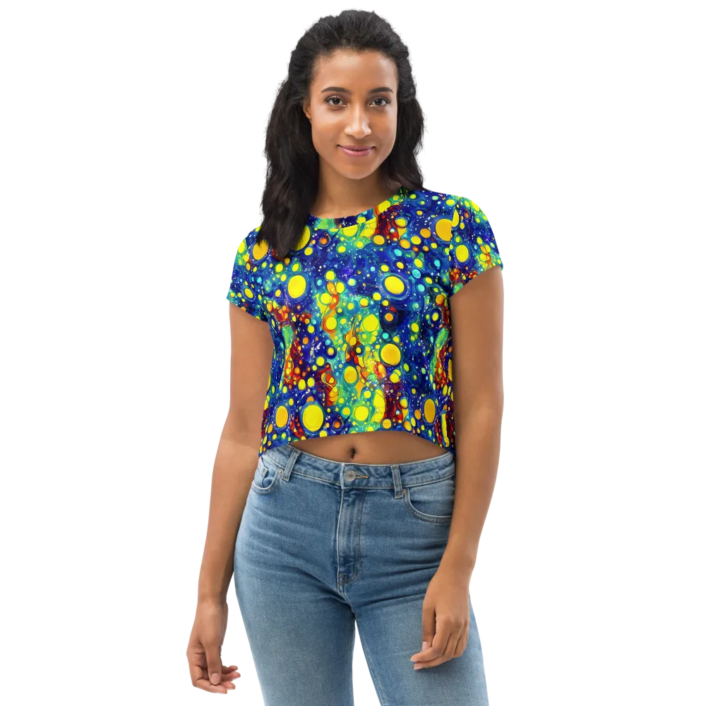 Midnight Bubbles on Crop Tee — Front