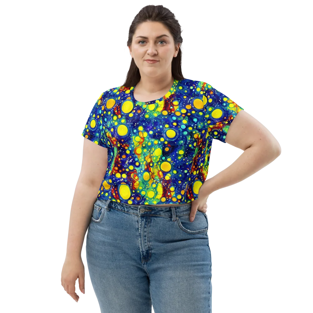 Midnight Bubbles on Crop Tee — Front