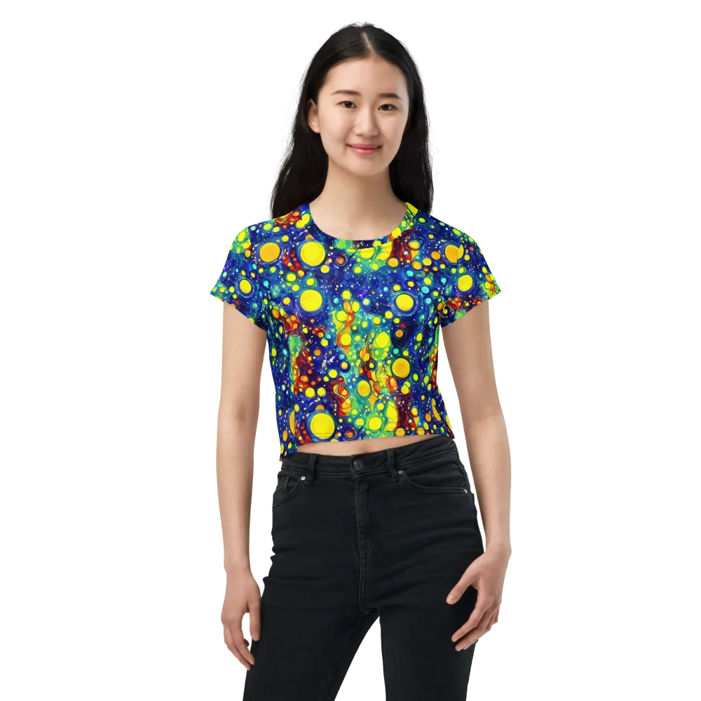 Midnight Bubbles on Crop Tee — Front