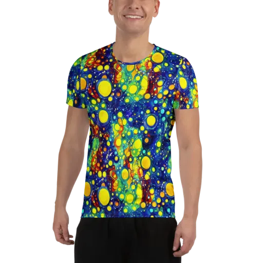 Midnight Bubbles on a Men's Athletic T-Shirt