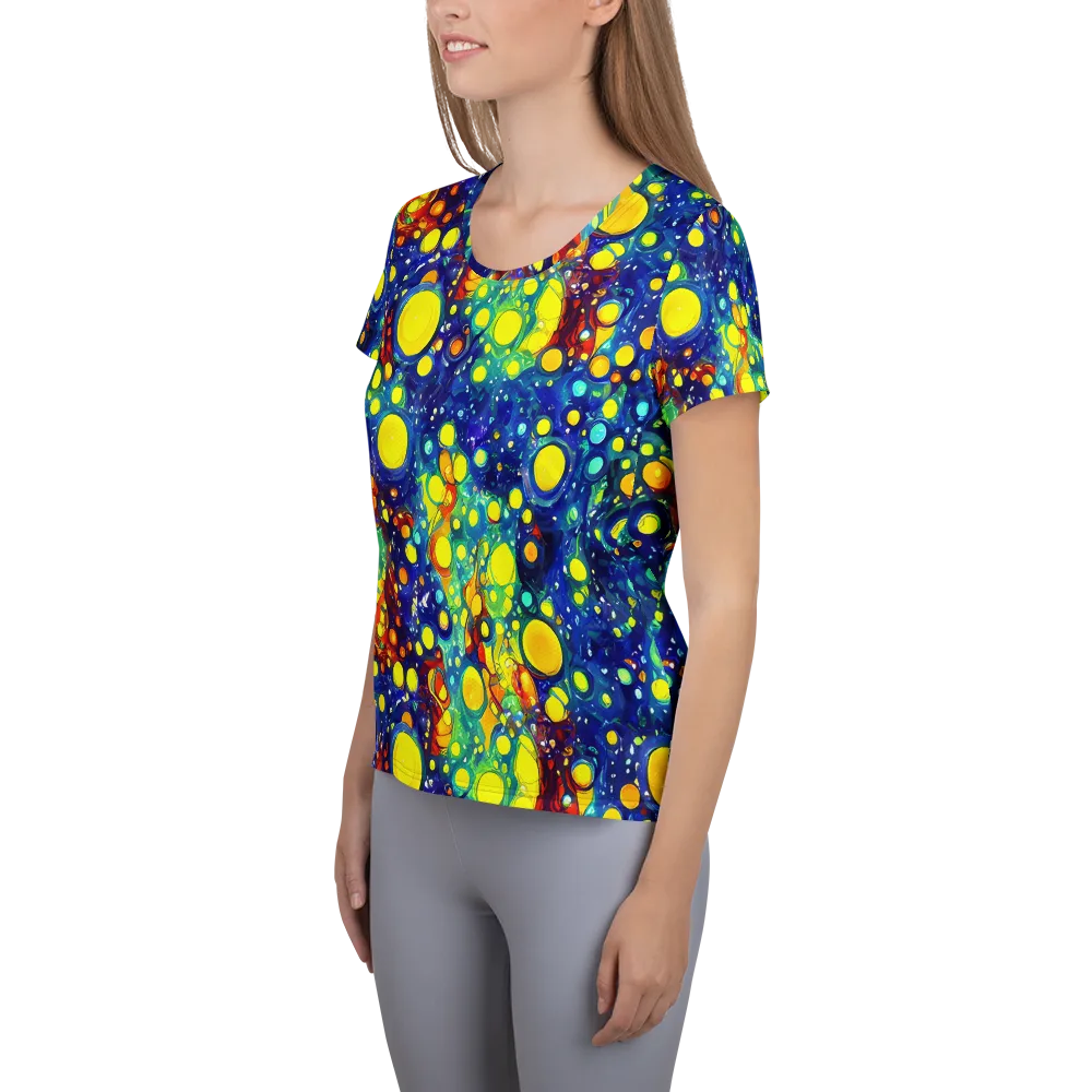 Midnight Bubbles on Women's Athletic T-Shirt — Left
