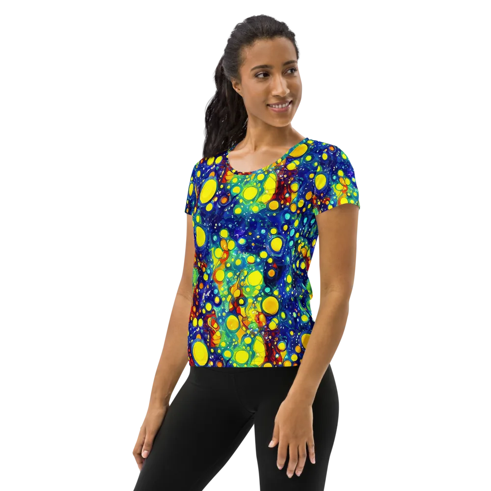 Midnight Bubbles on Women's Athletic T-Shirt — Left