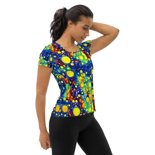 Midnight Bubbles on a Women's Athletic T-Shirt