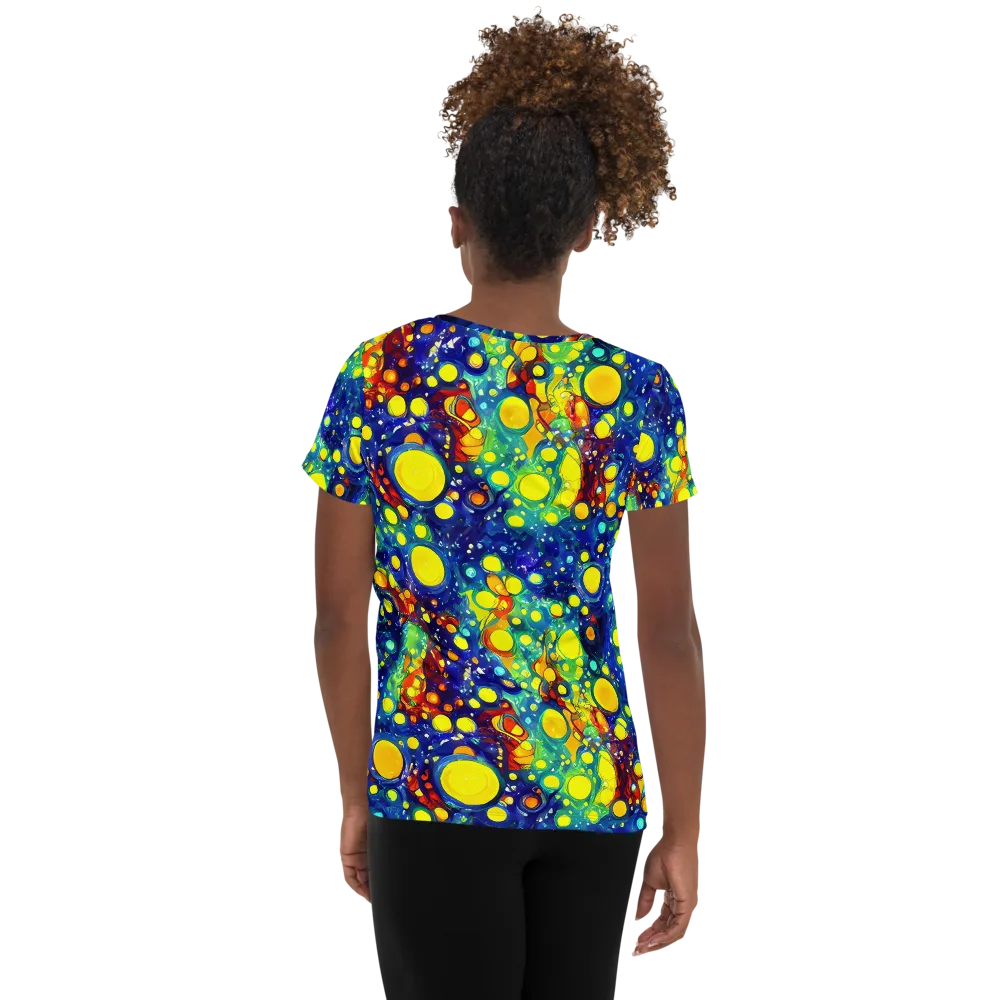 Midnight Bubbles on Women's Athletic T-Shirt — Back