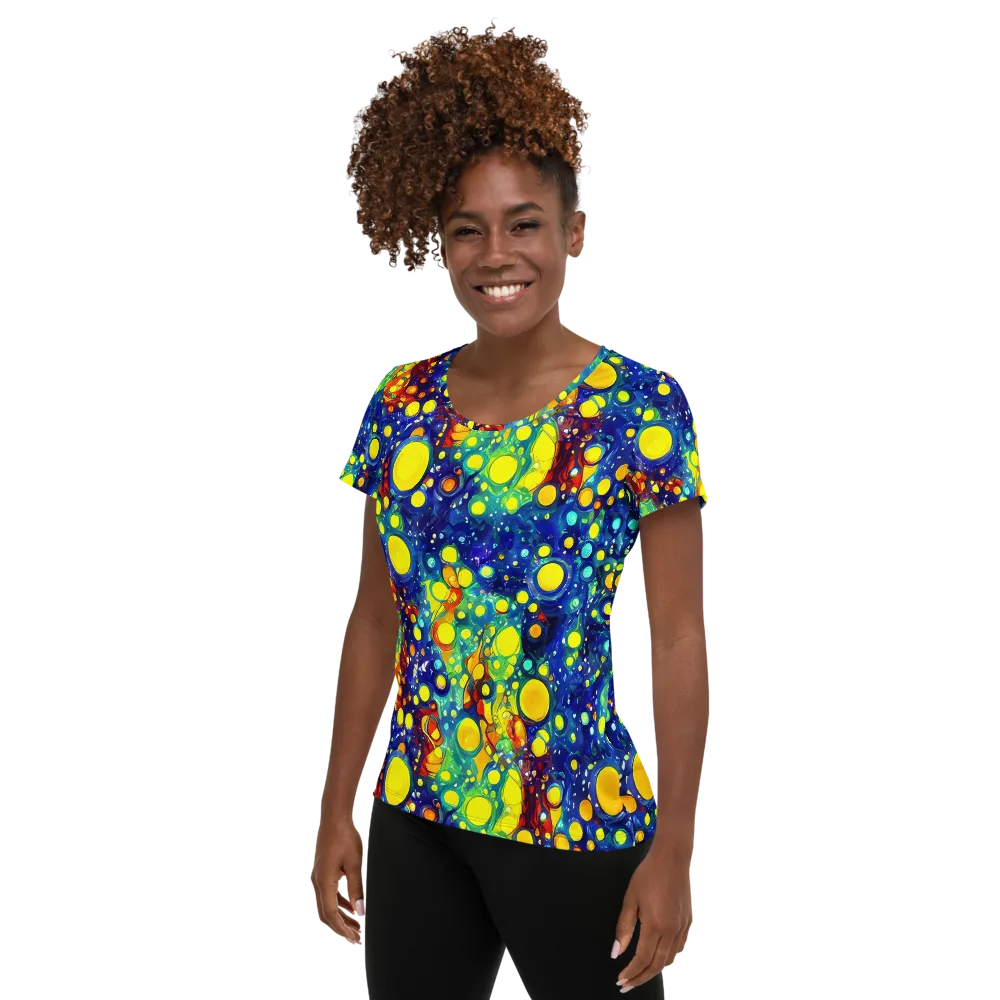 Midnight Bubbles on Women's Athletic T-Shirt — Left