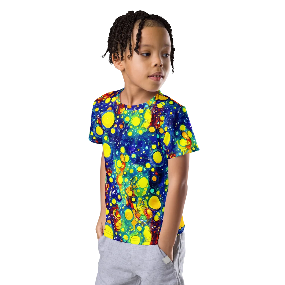 Midnight Bubbles on Kids Crew Neck T-Shirt — Left Front