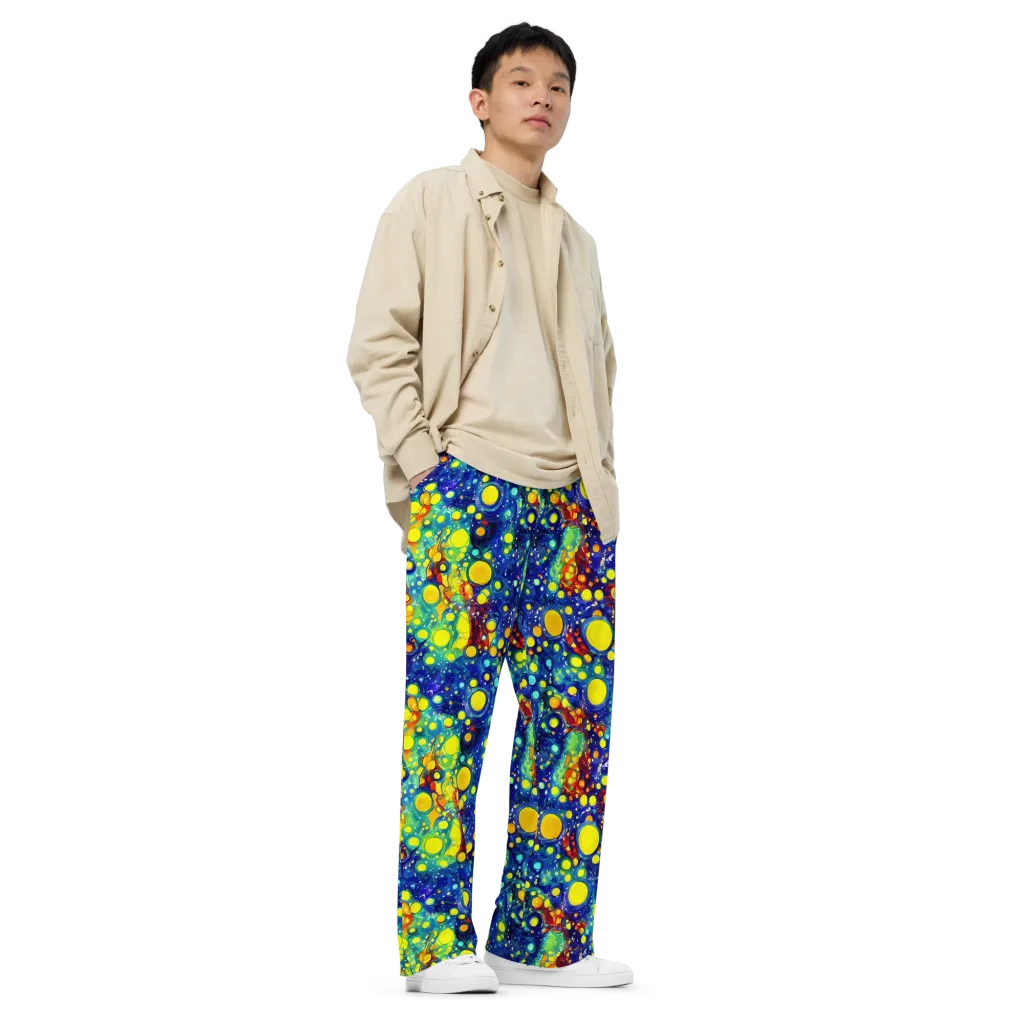 Midnight Bubbles on Wide-Leg Pants — Right Front