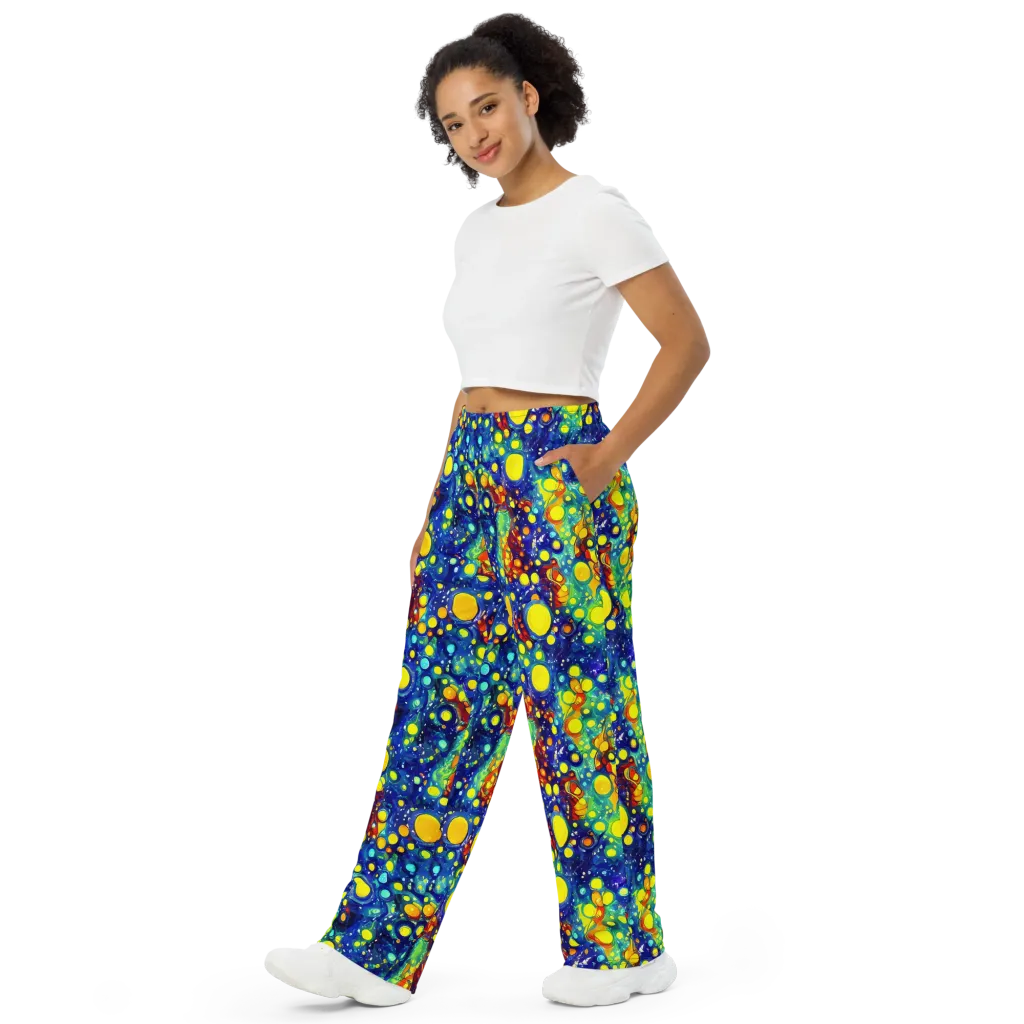 Midnight Bubbles on Wide-Leg Pants — Left Front