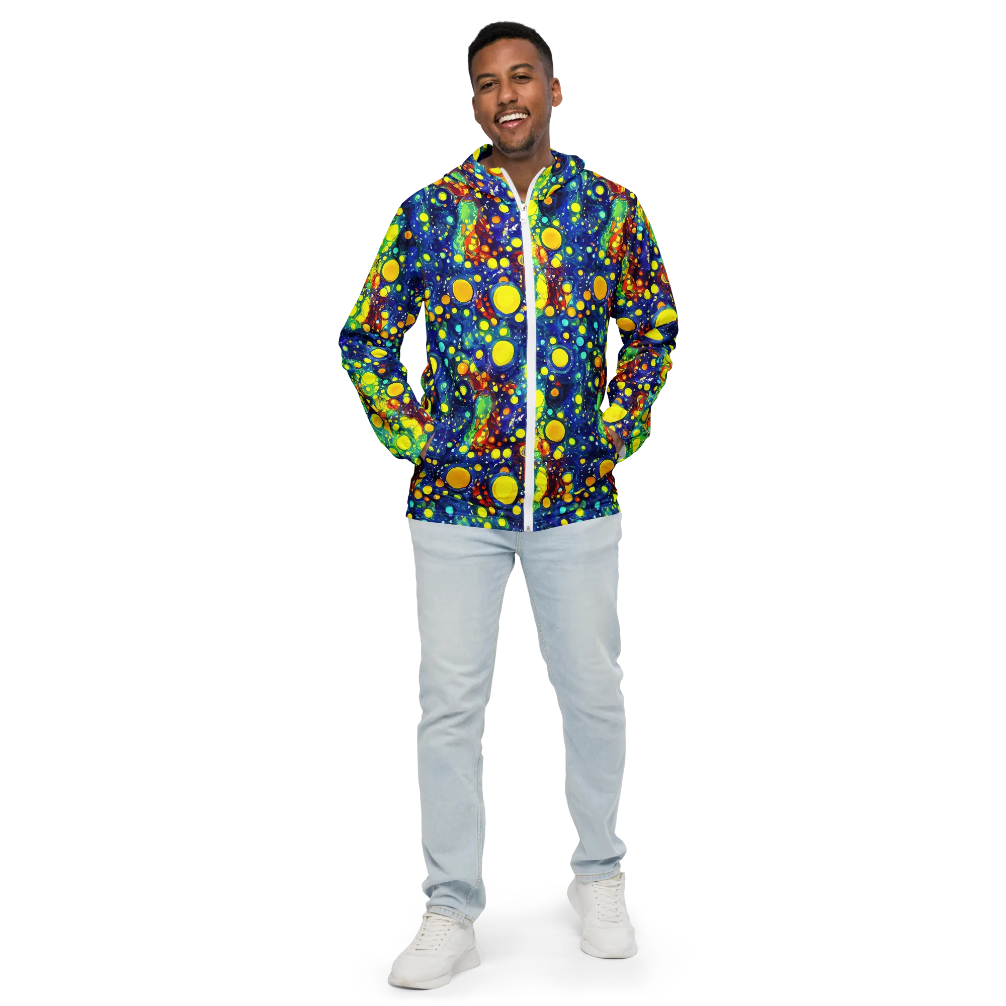 Midnight Bubbles on Men's Windbreaker — Front