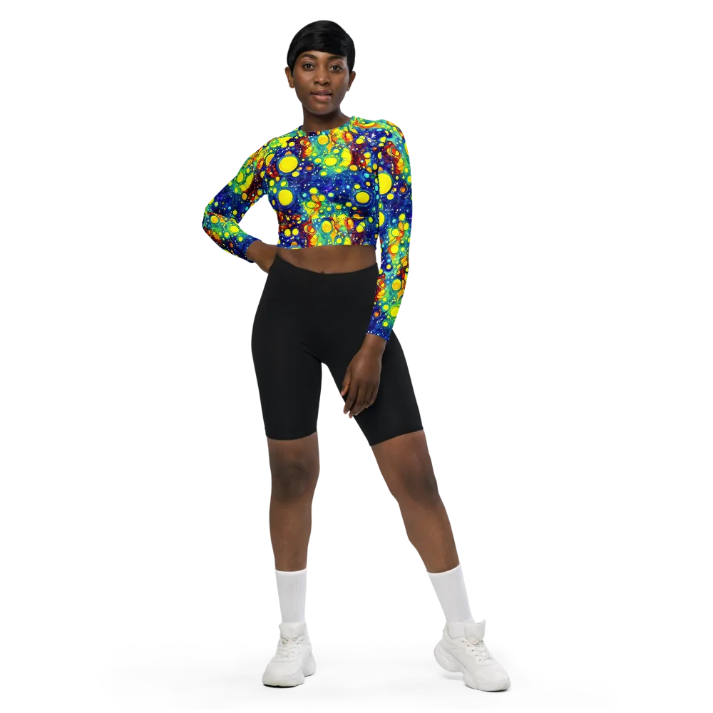 Midnight Bubbles on Long Sleeve Crop Top — Front