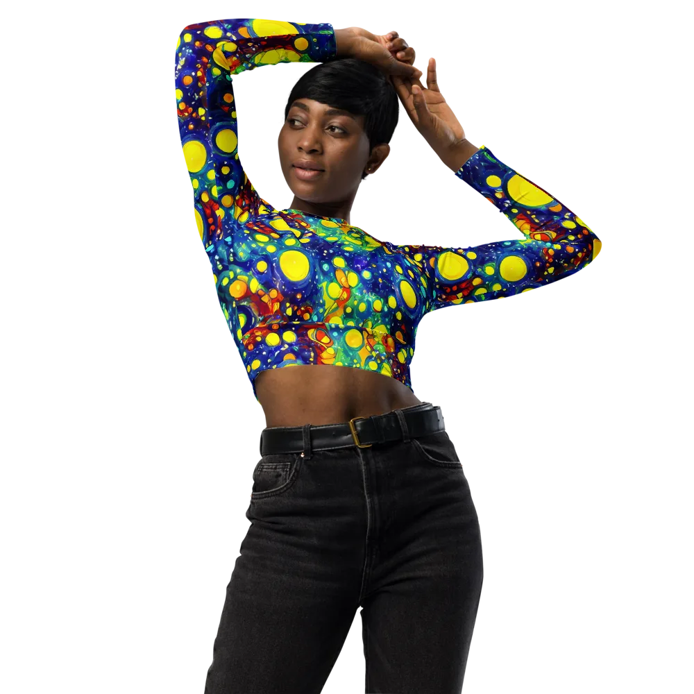 Midnight Bubbles on Long Sleeve Crop Top — Front