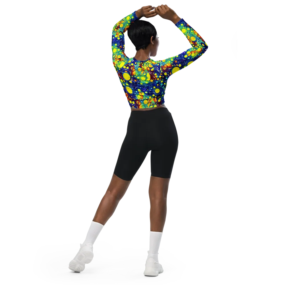 Midnight Bubbles on Long Sleeve Crop Top — Back