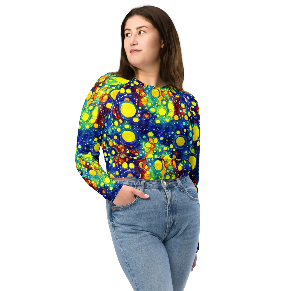 Midnight Bubbles on Long Sleeve Crop Top — Front