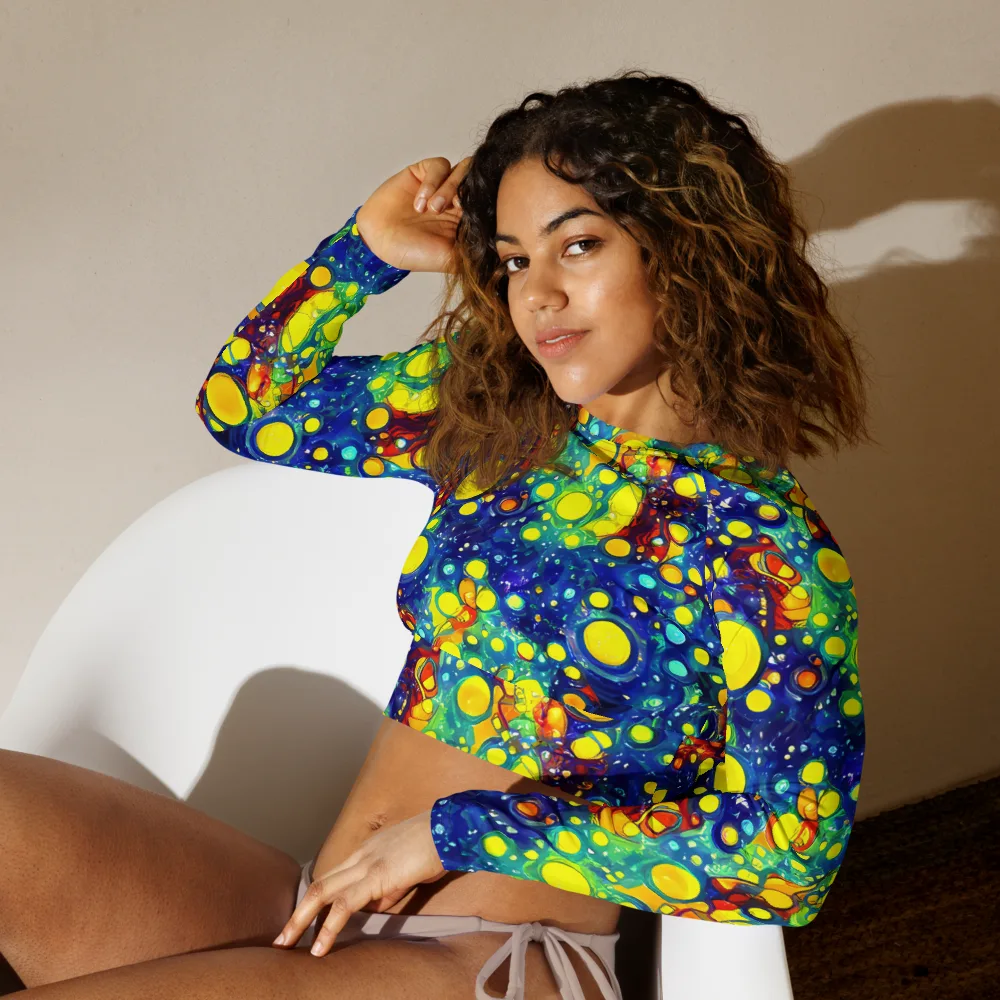 Midnight Bubbles on Long Sleeve Crop Top — Left Front